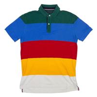 TOMMY HILFIGER Mens Polo Shirt Blue Striped M - M Regular