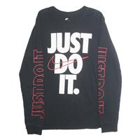 NIKE Mens Black Just Do It Long Sleeve Crew Neck T-Shirt M Cotton Graphic - M Regular