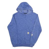 CARHARTT Mens Blue Pullover S Cotton Blend Logo Hoodie Casual Streetwear - S Regular