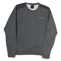 ADIDAS Mens Grey Sweatshirt Crew Neck S Cotton Athletic Casual - S Regular