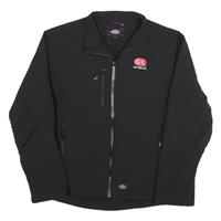 DICKIES Mens Black Softshell Zip Jacket L Polyester Workwear Comfort Durable - L Regular