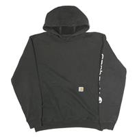 CARHARTT Mens Black Pullover Hoodie M Sleeve Logo Print Comfortable Cotton - M Regular