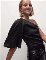 Marks & Spencer Womens Black Synthetic Mid sleeved Blouse Size 12