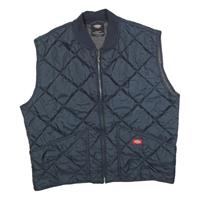 DICKIES Mens Black Quilted Jacket XL Polyester Blend Zip Workwear Vest - XL Regular