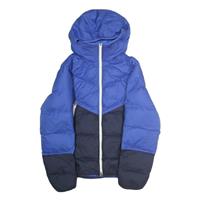 NIKE Mens Blue & Black Puffer Jacket S Polyester Zip Hooded Casual Outerwear - S Regular