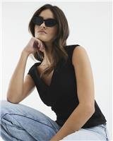 River Island Womens Black Scuba Collarless Waistcoat Size S