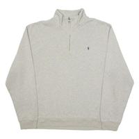 POLO RALPH LAUREN Mens Jumper Grey 1/4 Zip Tight Knit 2XL - 2XL Regular
