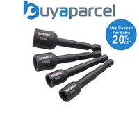 Faithfull Magnetic Impact Nut Driver Bit Set 6mm 8mm 10mm 16mm x 1/4in Hex
