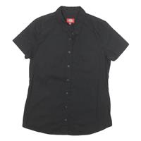 DICKIES Womens Black Plain Work Shirt Cotton Blend M Short Sleeve Casual - M Regular