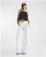River Island Womens White Denim Flared Trousers 12 Regular