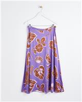 Oliver Bonas Womens Purple Floral Midi A Line Skirt Size 6