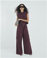 River Island Womens Purple Linen Woven Trousers Size 10