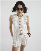 River Island Womens White Linen Waistcoat Size 6