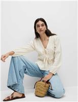 Marks & Spencer Womens White Cotton Long sleeved Women Blouse Size 12 - M&S