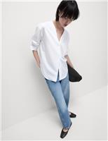 Marks & Spencer Womens White Cotton Long sleeved Women Shirt Size 12 - M&S