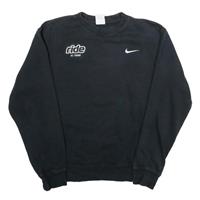 NIKE Mens Black Ride At Tribe Crew Neck S Sweatshirt Cotton Blend Casual - S Regular