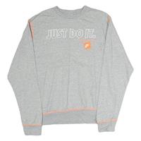 NIKE Mens Grey Sweatshirt Just Do It Crew Neck M Lightweight Cotton Pullover - M Regular
