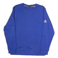 ADIDAS Mens Blue Crew Neck M Cotton Logo Sweatshirt Pullover Casual - M Regular