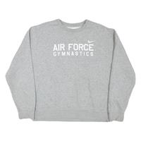 NIKE Mens Grey Air Force Gymnastics Crew Neck M Sweatshirt Cotton Blend Pullover - M Regular