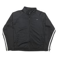 NIKE Womens Black & White Zip Jacket M Polyester Blend Track Logo Swoosh - M Regular