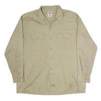 DICKIES Mens Beige XL Cotton Workwear Shirt Long Sleeve Button Pockets - XL Regular