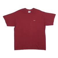 NIKE Mens Red Classic T-Shirt L Short Sleeve Crew Neck Small Swoosh Logo - L Regular