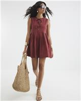 River Island Womens Orange Cotton Mini Skater Dress Size 6