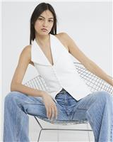 River Island Womens White Viscose Waistcoat Size L