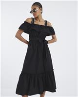 River Island Womens Black Cotton Dress Size 10