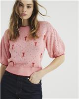 River Island Womens Pink Acrylic Top Size 14