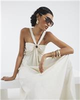 River Island Womens Beige Cotton Dress Size 14