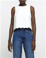 River Island Womens White Crepe Sleeveless Shell Top Size 8