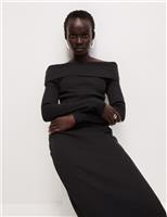 Marks & Spencer Womens Black Synthetic Midi Bodycon Dress Size 22 - M&S