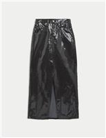 Marks & Spencer Womens Black Cotton Sequin Maxi Pencil Skirt Size 14 - M&S