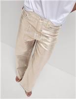 Marks & Spencer Womens Gold Cotton Straight Jeans 6 Regular - M&S