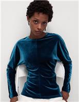 Marks & Spencer Womens Blue Synthetic Long sleeved Blouse Size 18 - M&S