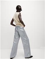 Marks & Spencer Womens Silver Cotton Straight Jeans 20 Short - M&S