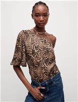 M&S Womens Multi Coloured Synthetic Animal Mid sleeved Blouse Size 10