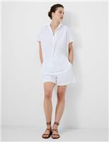 Marks & Spencer Womens White Cotton Bonded Abstract Short sleeved Shirt Size L