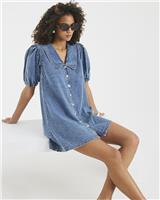 River Island Womens Blue Denim Short Dress Size 14