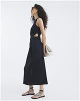 River Island Womens Black Cotton Midaxi Cut-out Dress Size 16