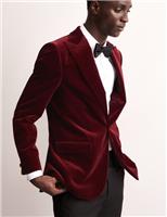 Marks & Spencer Mens Burgundy Cotton Slim Suit jacket Size 36 - M&S