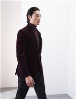 Marks & Spencer Mens Purple Velvet Single breasted Suit jacket Size 42 - M&S