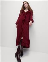 Marks & Spencer Womens Burgundy Synthetic Midaxi Smock Dress Size 8 - M&S