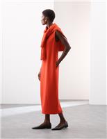 Marks & Spencer Womens Orange Synthetic Midi Pencil Dress Size 8 - M&S