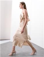 Marks & Spencer Womens Gold Viscose Midaxi Shift Dress Size 14 - M&S