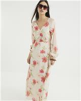 River Island Womens Cream Viscose Midi Blouson Dress Size 14