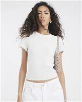 River Island Womens White Cotton Short sleeved Top Size XL