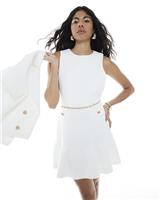 River Island Womens White Short Boucle Dress Size XL