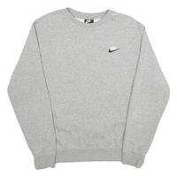NIKE Mens Grey Crew Neck L Sweatshirt Cotton Blend Casual Comfortable - L Regular